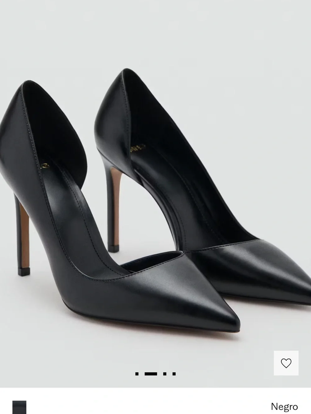 Mango Black Pointed Leather High Heels